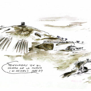Trincheras en el Cerro de la Horca. Acuarela Teolfilo Zarceño.